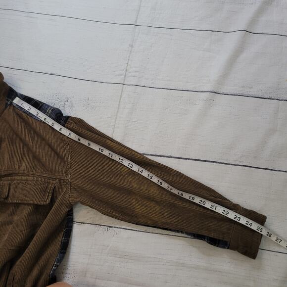 Gilded Intent Oversized Size XS Corduroy Plaid Brown Shacket Utility Grunge - Picture 6 of 9
